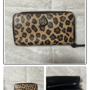 Tory Burch Tan and Black Leopard Wallet